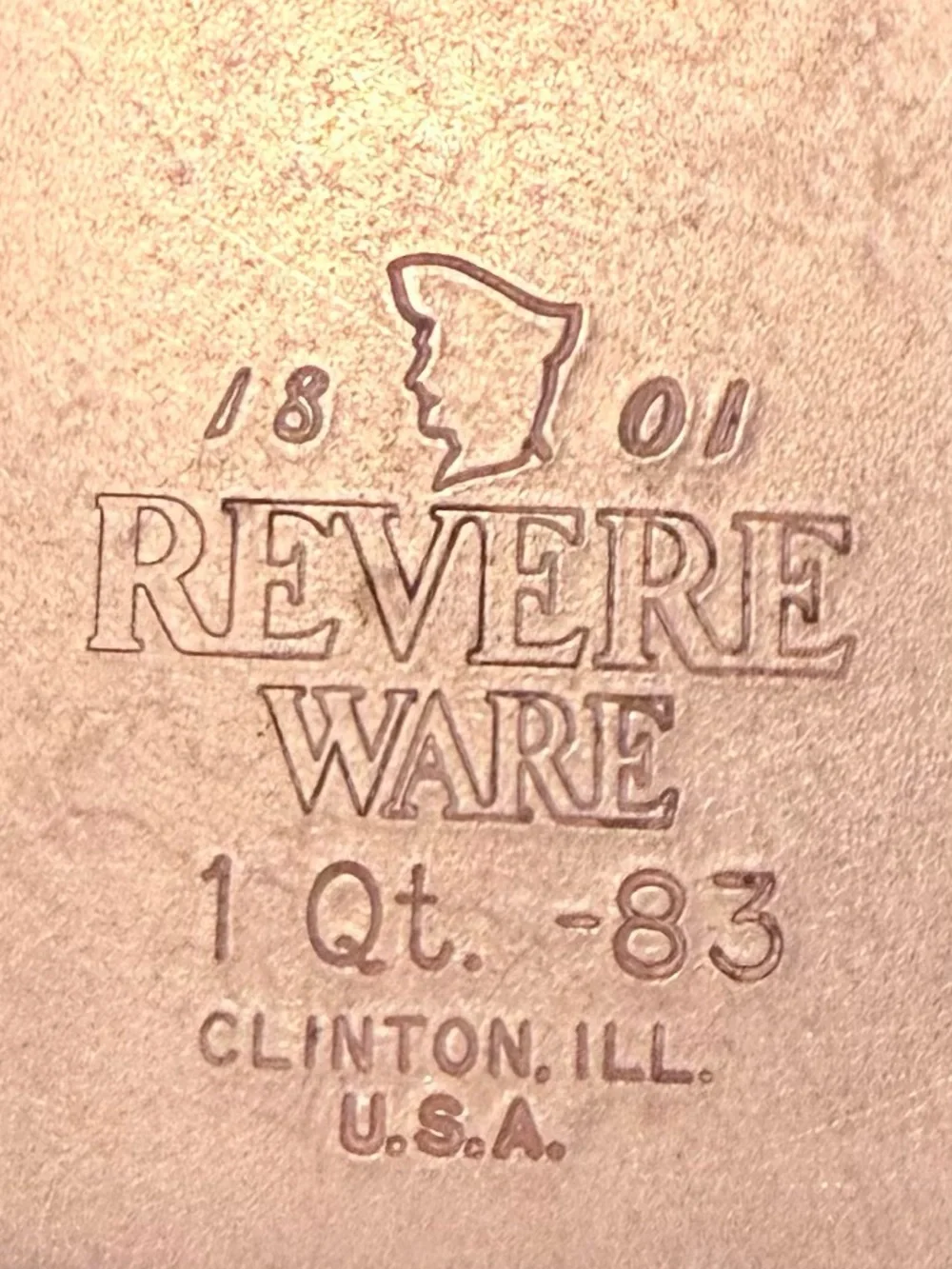 Vintage Revere Ware 1 Qt Copper Bottom Saucepan w/ Lid 1983 Clinton IL USA